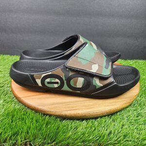 OOFOS OOahh Sport Flex Slide Sandals Shoes Mens Size 12 Green Camo Recovery